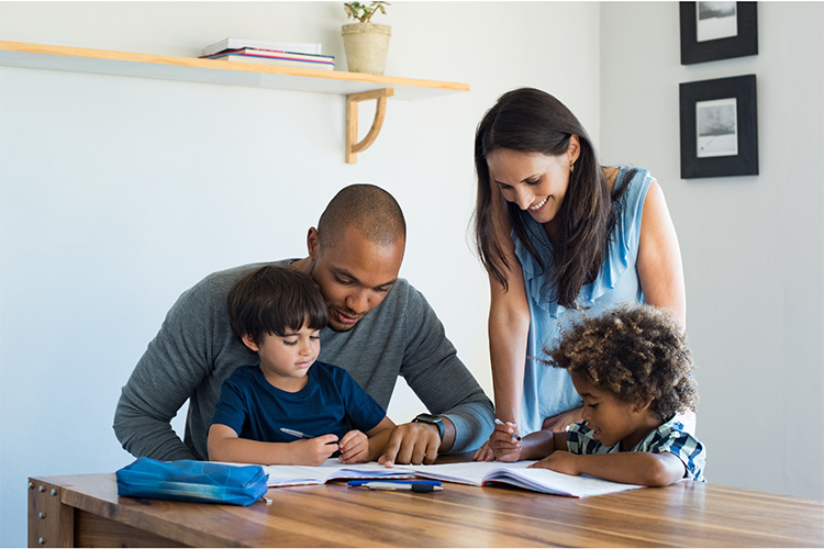 Family reading together